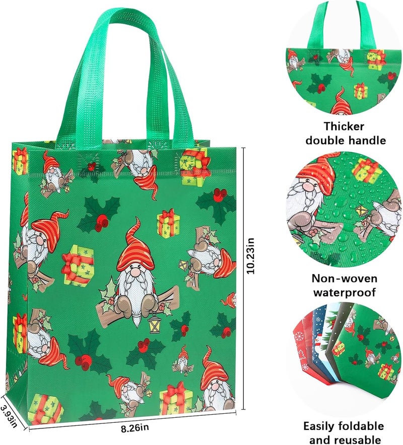 YANGTE 24 Pack 10" Christmas Gift Bags Medium Size, Reusable Non-Woven Christmas Tote Bags with Handles, Perfect for Xmas Gift Wrap/Party Favor Supplies, 10.2" × 8.2" × 3.9" - Image 3